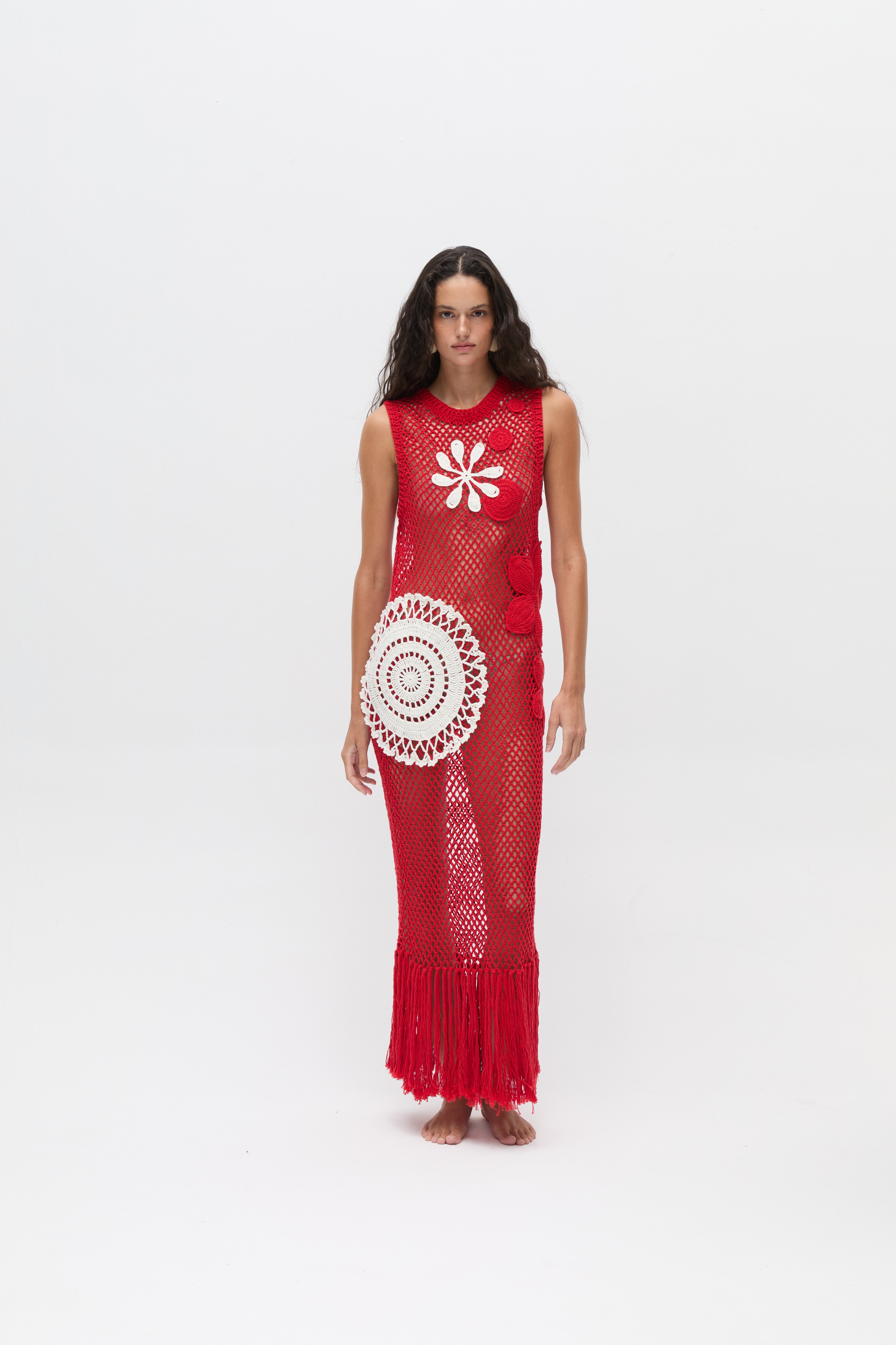 AZRA - Handmade Crochet Red Maxi Dress – ANIM
