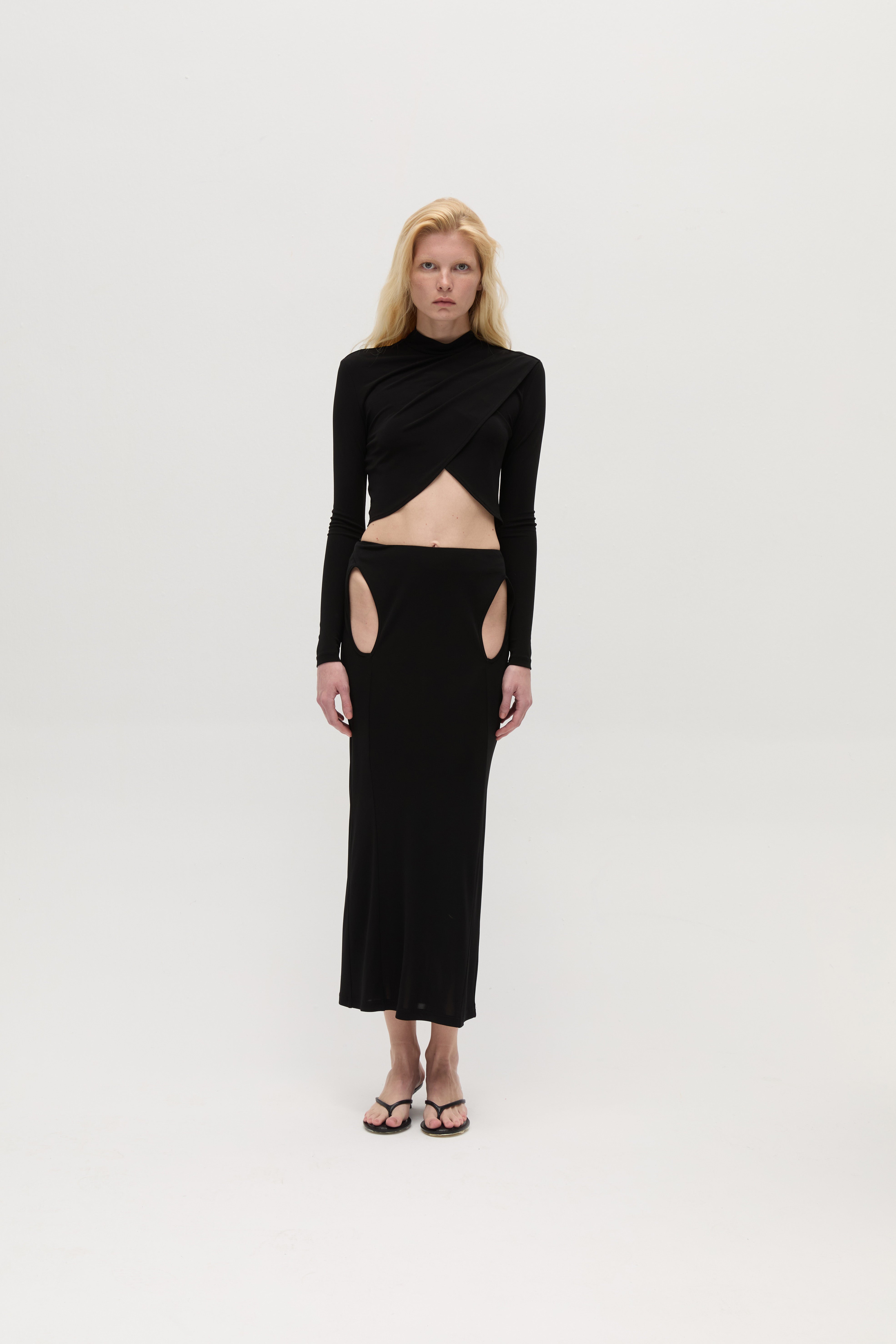 GEM - High Neck Long Sleeved Black Top – ANIM