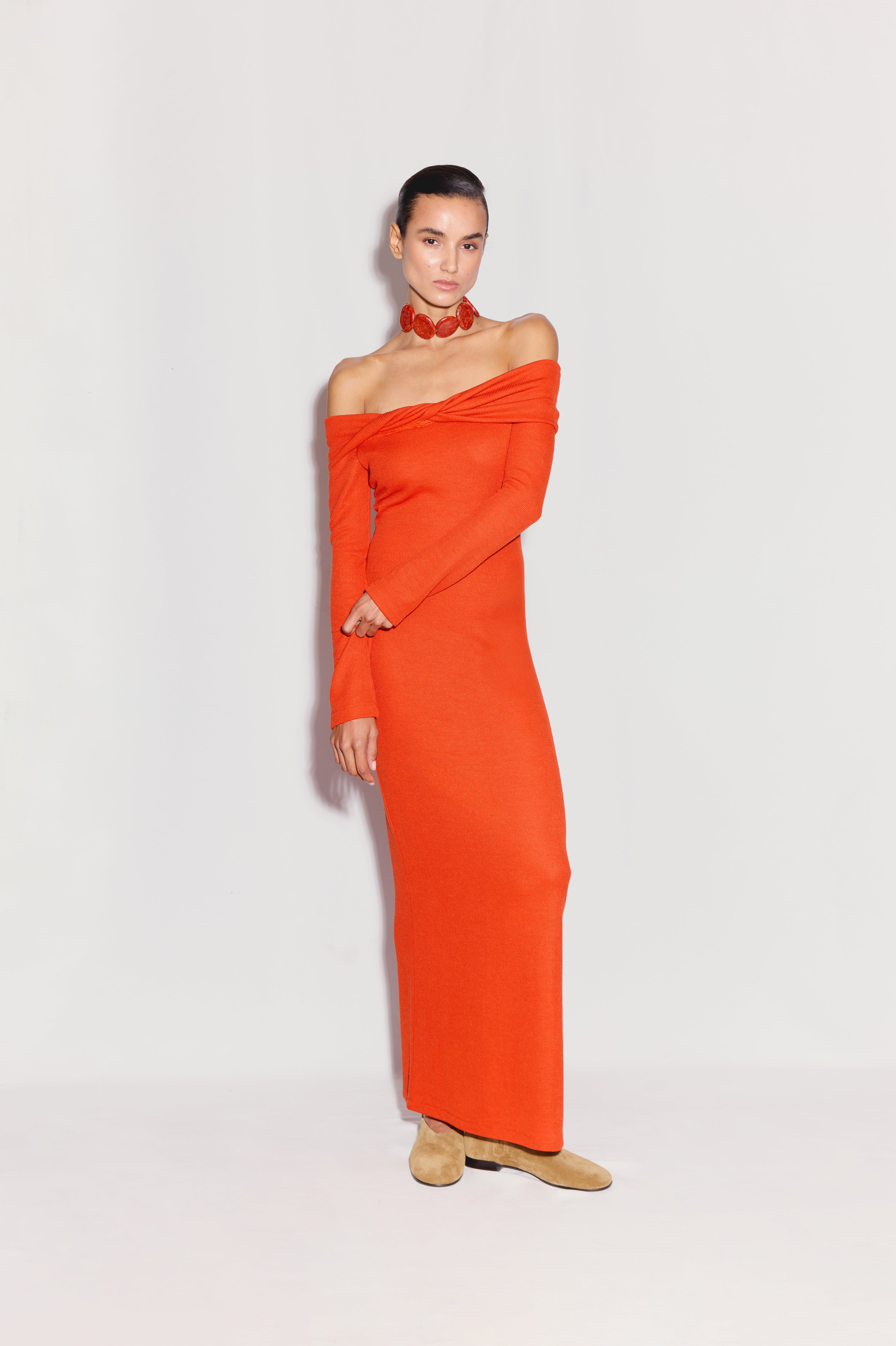 IRENE - Long Sleeved Off The Shoulder Maxi Dress IRENE - Long Sleeved Off The Shoulder Maxi Dress