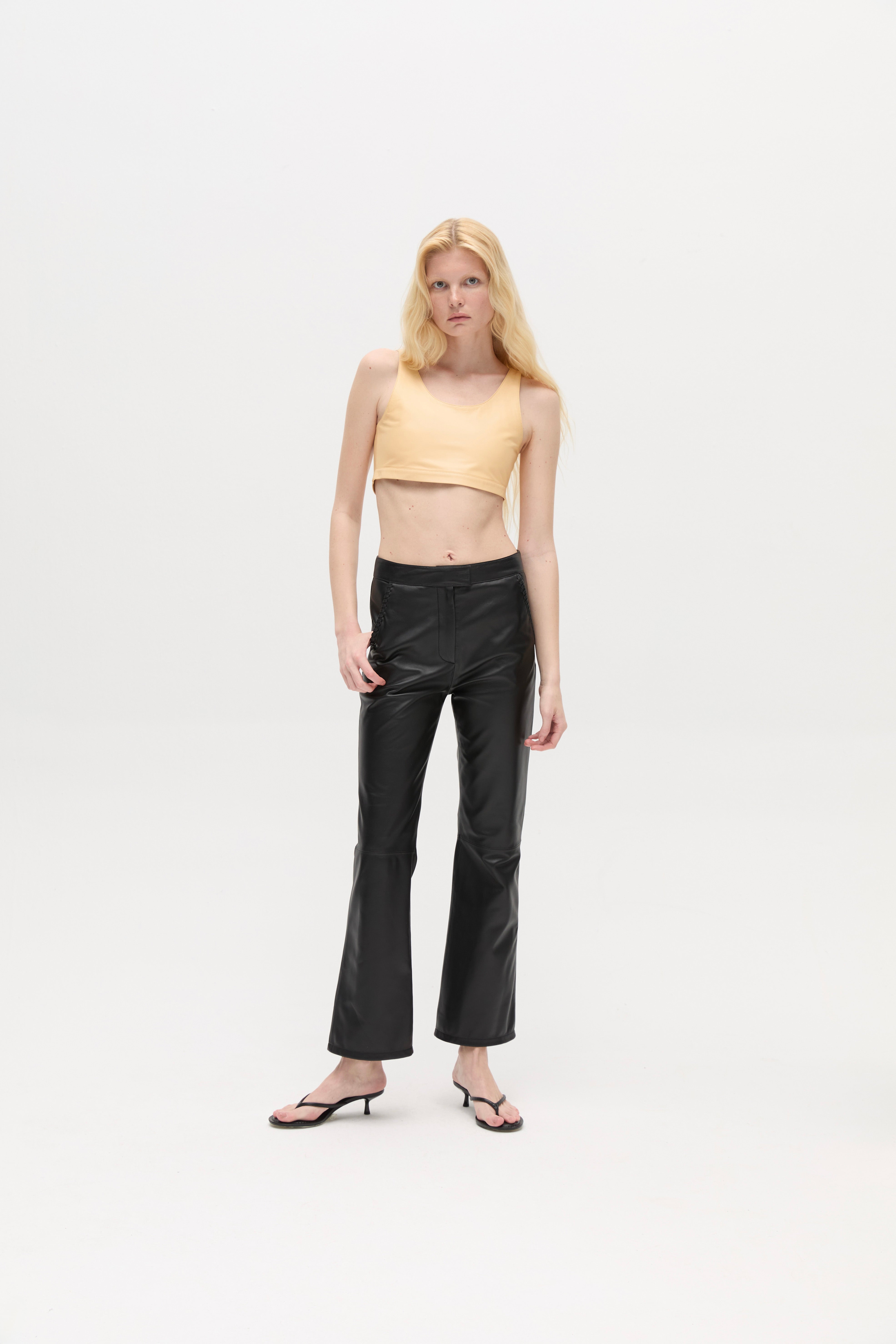 XENA - Leather Mid Waisted Straight Leg Pants – ANIM