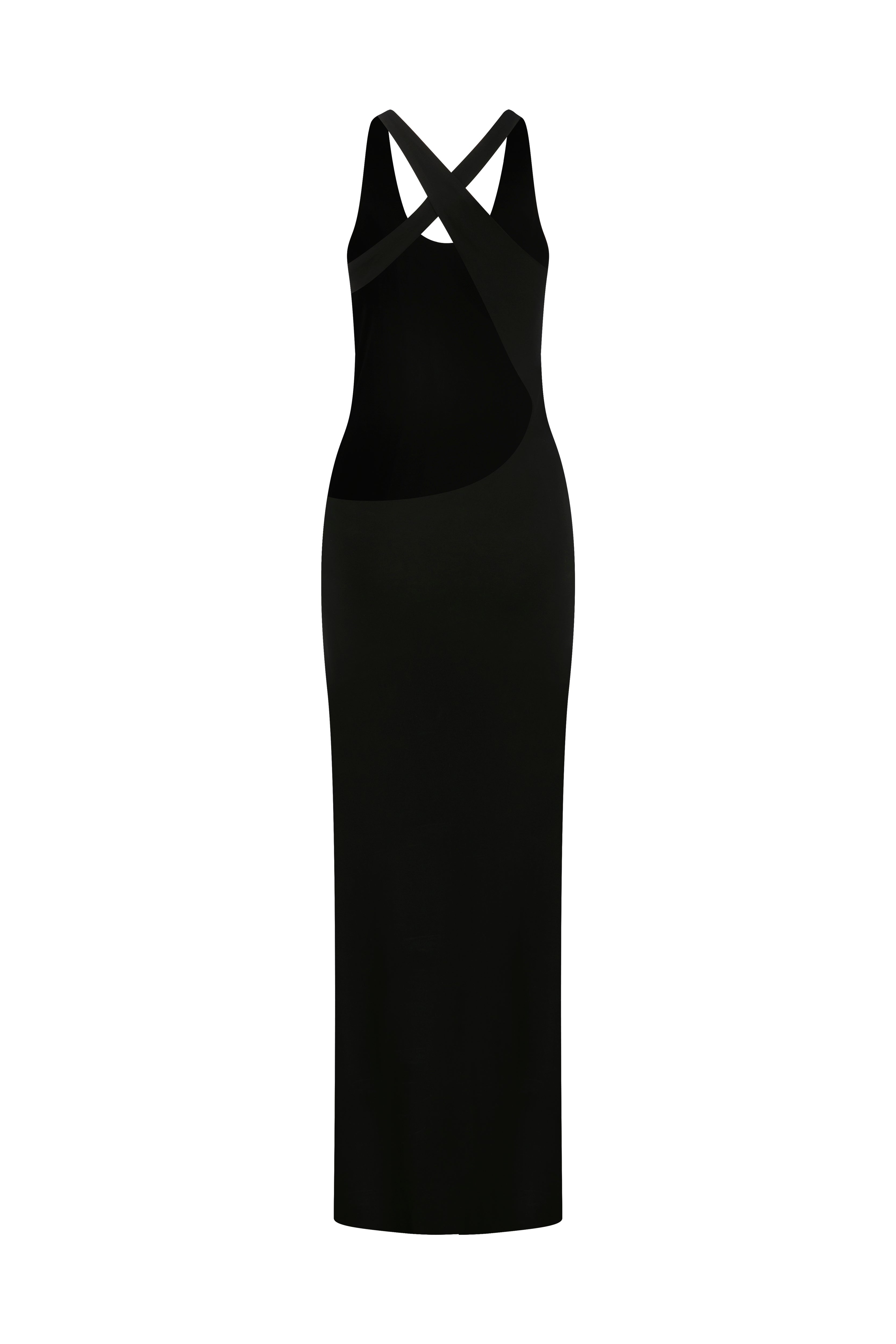 DEY - Jersey And Black Open Back Maxi Dress – ANIM
