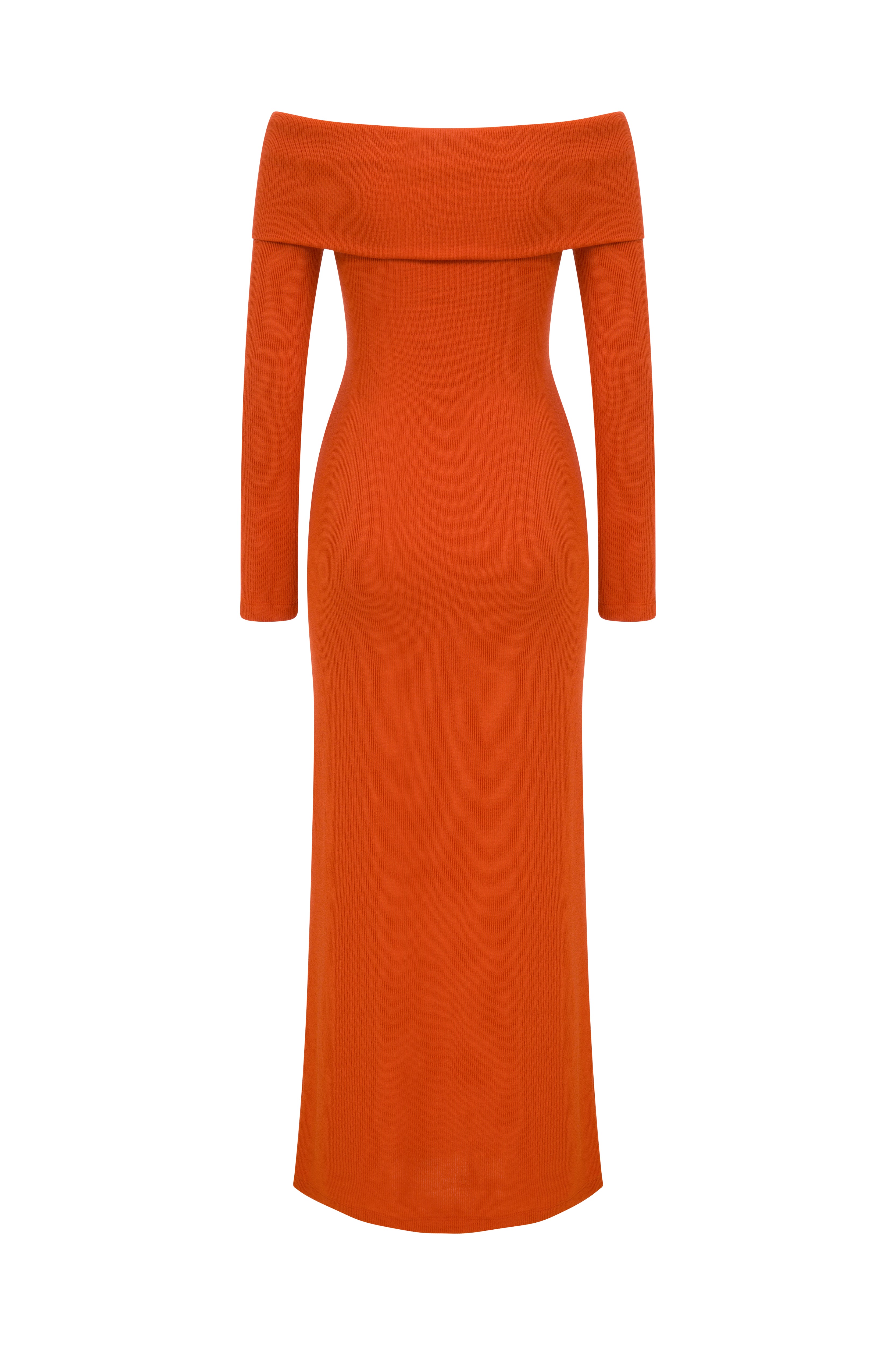 IRENE - Long Sleeved Off The Shoulder Maxi Dress - Orange S IRENE - Long Sleeved Off The Shoulder Maxi Dress - Orange S