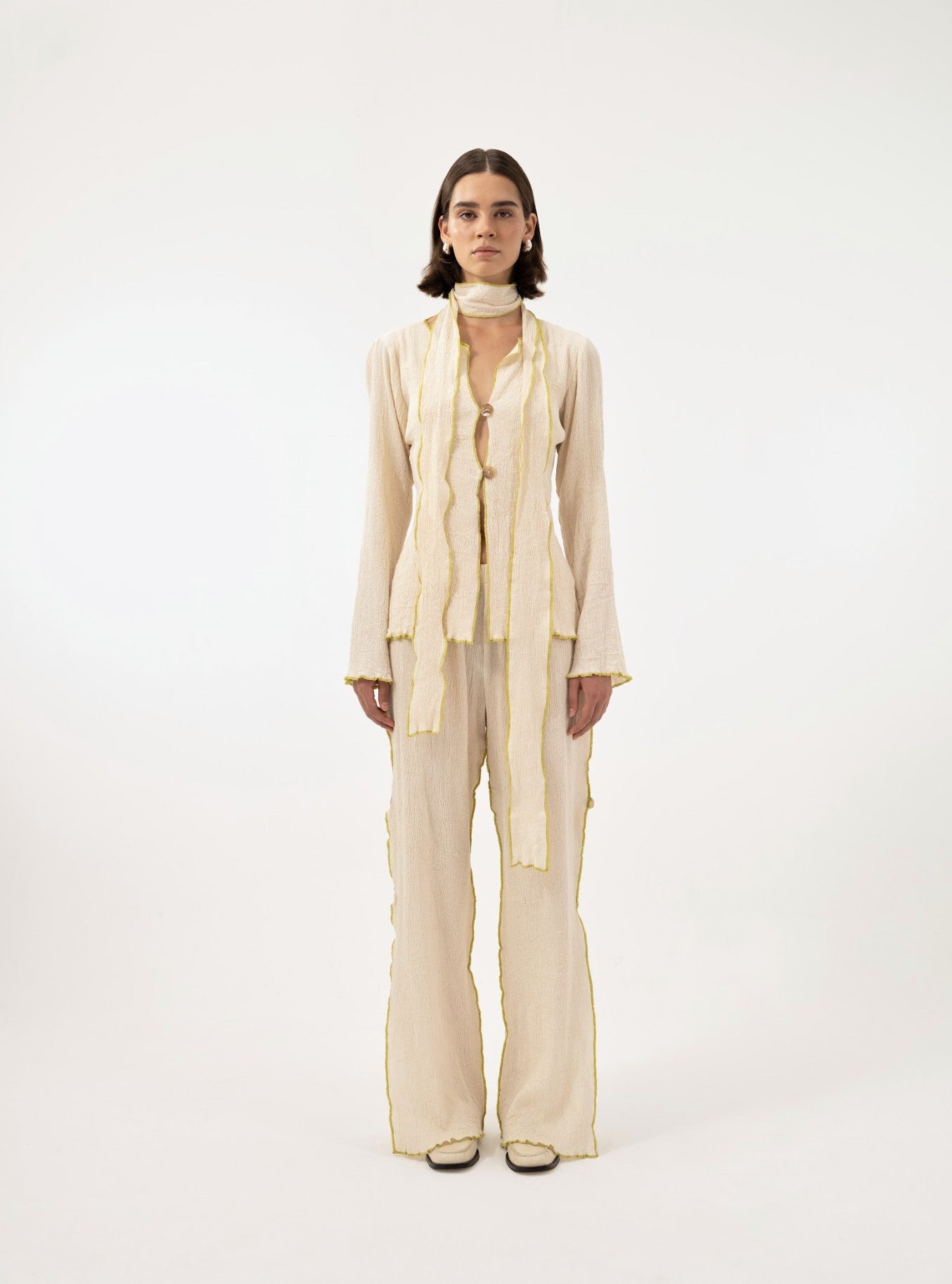【I AM MARI】Creamy Banding Slacks Pants Creamy Pants – iam