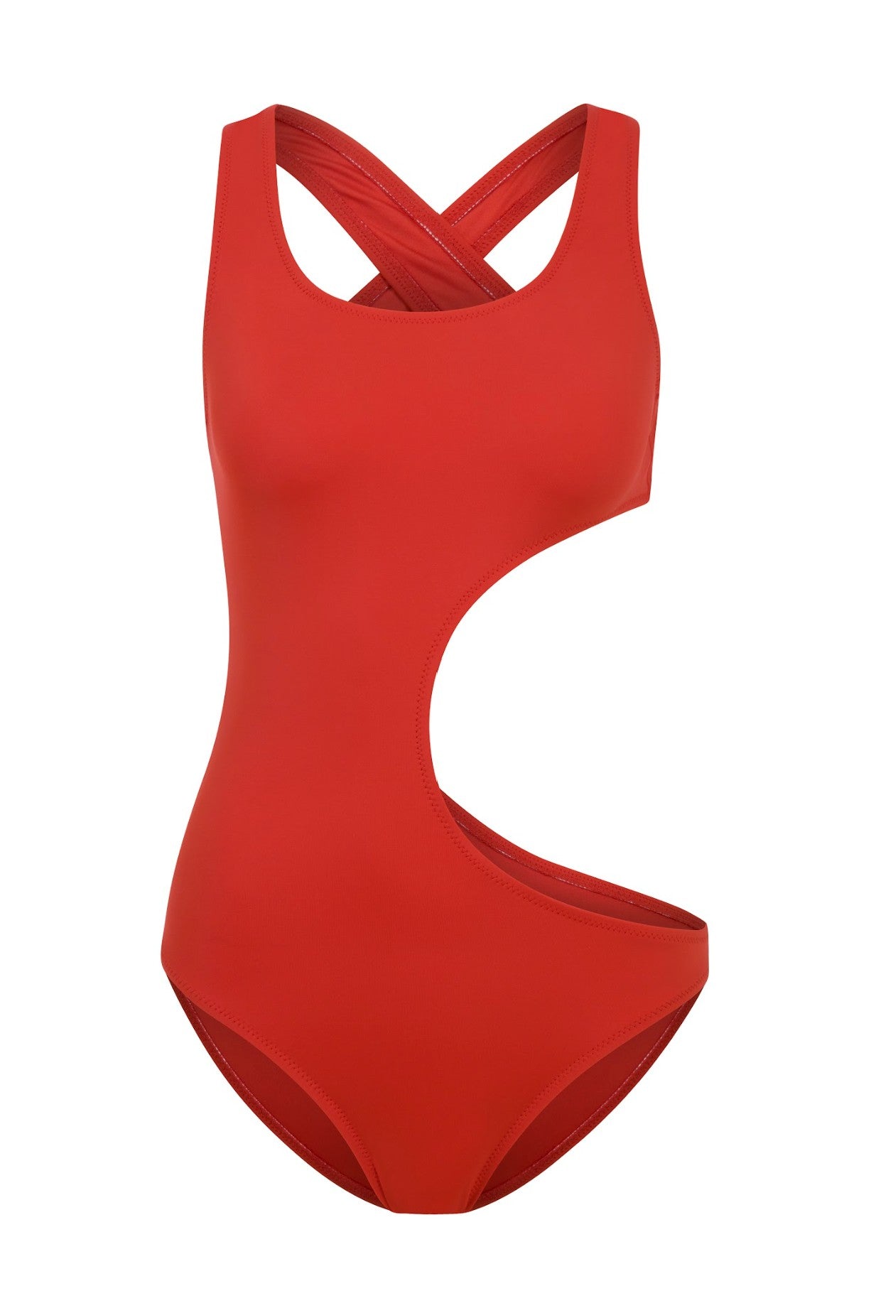 REA - Red Swimsuit With Open Back And Crossed Straps – ANIM
